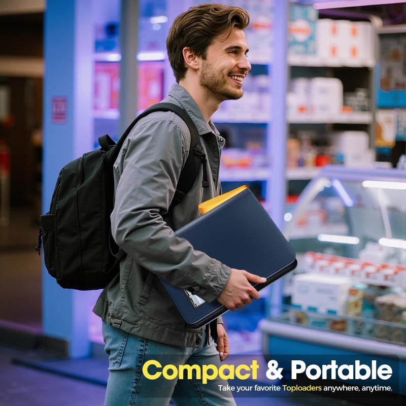 ProCase 4 Pocket Top Loader Binder, Holding 144 Cards in 3""x4"" Toploaders, Side Loading Small Book Folder with Clear Window for Pokemon, Trading, Sports Cards Collection TCG, MTG -Navy - Image 2